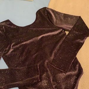 Low Back Sparkly Velvet Bodysuit NWOT
